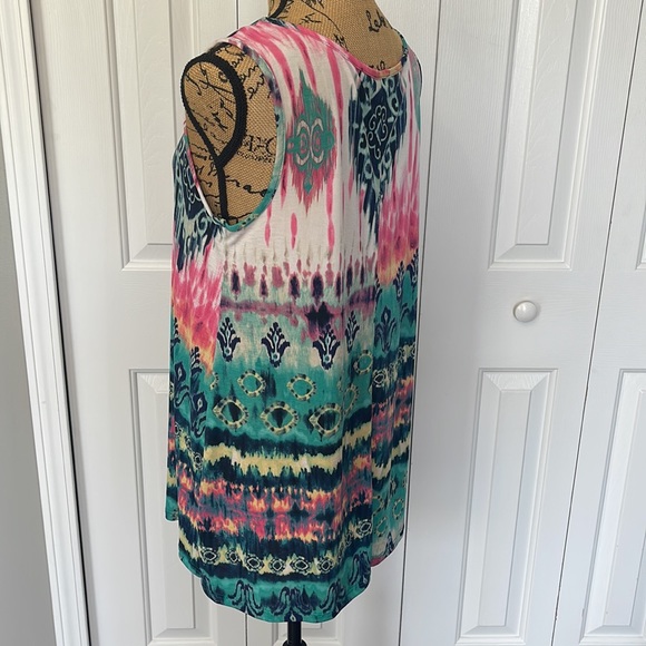 NWOT R.Rouge Multicolor Pattern Sleeveless Tunic - Picture 5 of 8